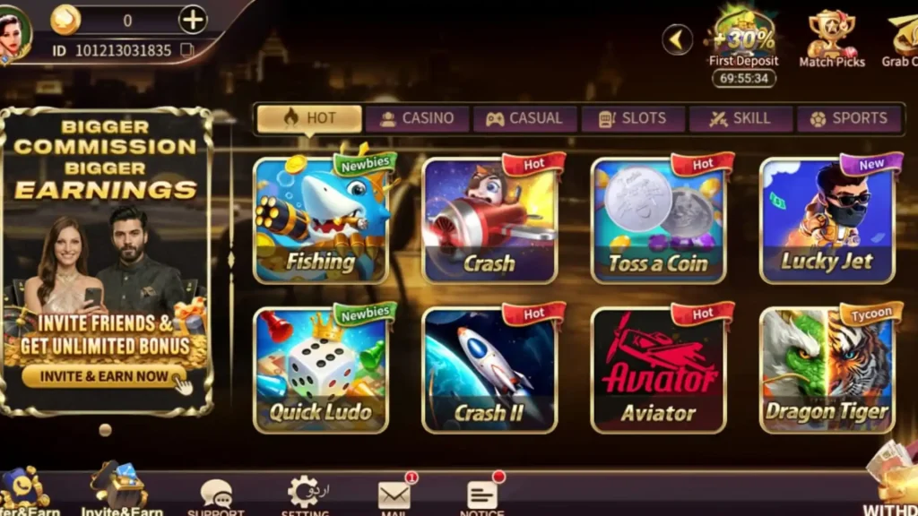 Royal X 777 game lobby interface showing casino games, fishing, crash, aviator, lucky jet, and sports categories.