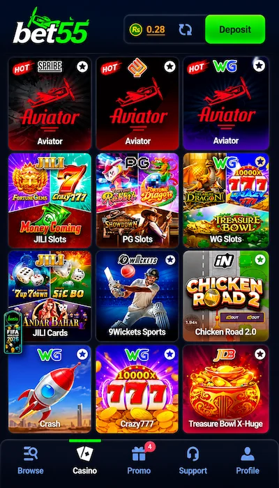 bet 55 game dashboard image