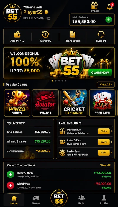 bet55 game dashboard image