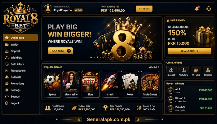 Royal8 Bet Game dashboard image