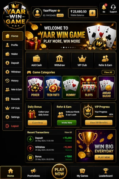 yaar win game dashboard image