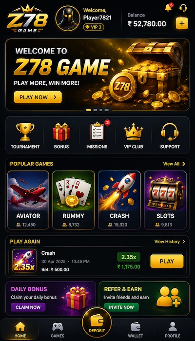 Z78 bet Game dashboard image
