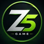 Z555 Game APK logo with silver and neon green Z5 design on a dark background